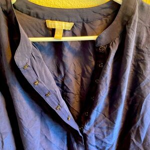 Dark navy 100% silk dressy top.